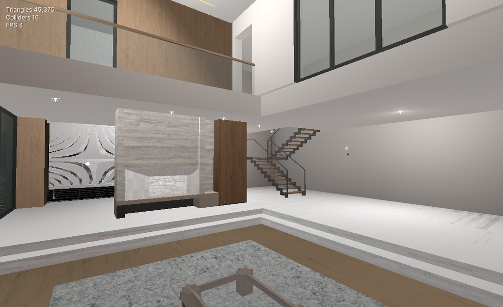【VRChatワールド用】モダンミニマルな2階建て建築フレーム / スケルトン - 時短制作ツール - 全ソースファイル付き - 商用利用・二次販売OK