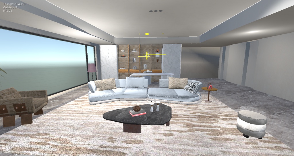 商用利用可・二次販売可 VRChat モダンミニマルリビング 全家具・コライダー付き