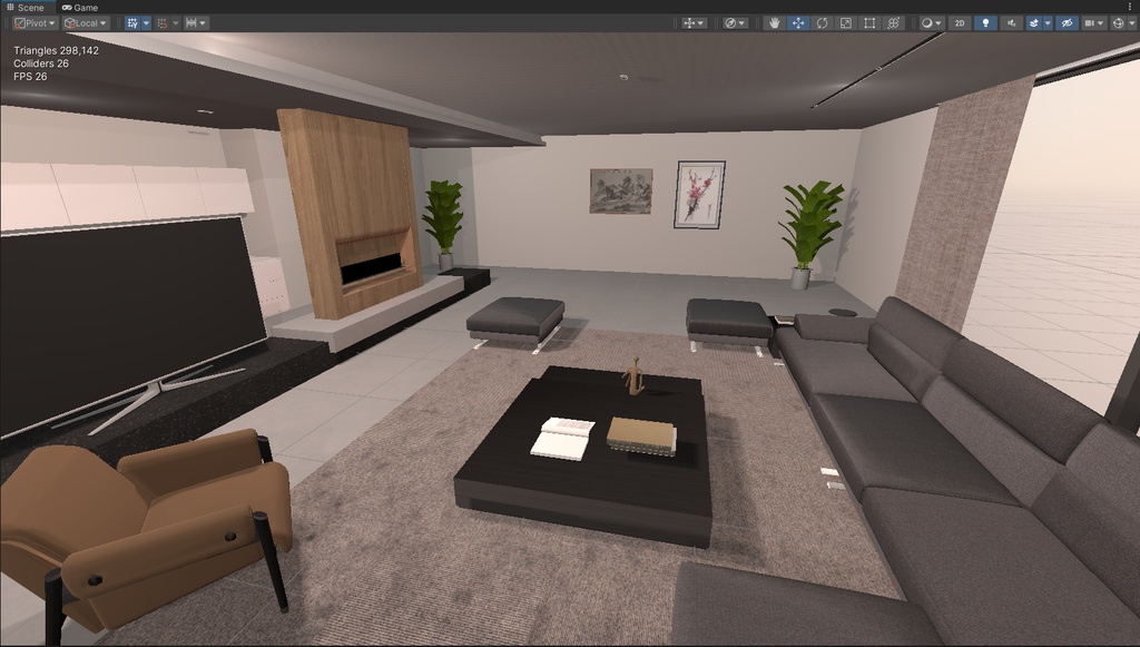 商用利用可・二次販売可 VRChat モダンダークリビング 全家具・ソースファイル付き