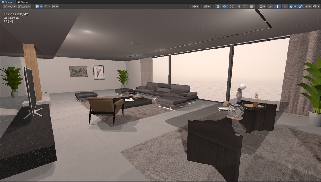 商用利用可・二次販売可 VRChat モダンダークリビング 全家具・ソースファイル付き