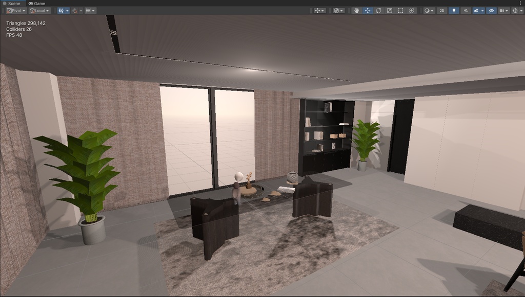 商用利用可・二次販売可 VRChat モダンダークリビング 全家具・ソースファイル付き