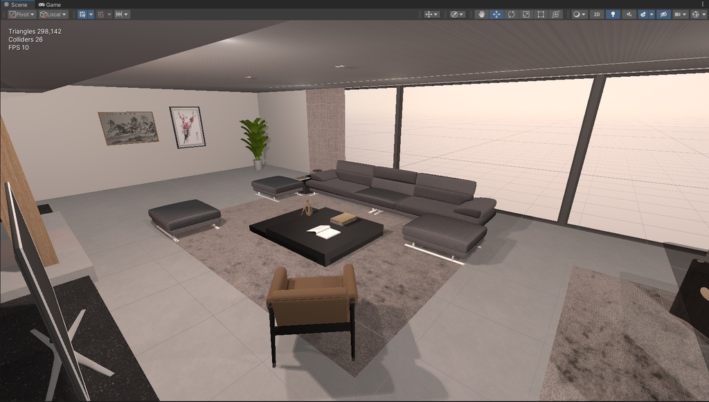 商用利用可・二次販売可 VRChat モダンダークリビング 全家具・ソースファイル付き