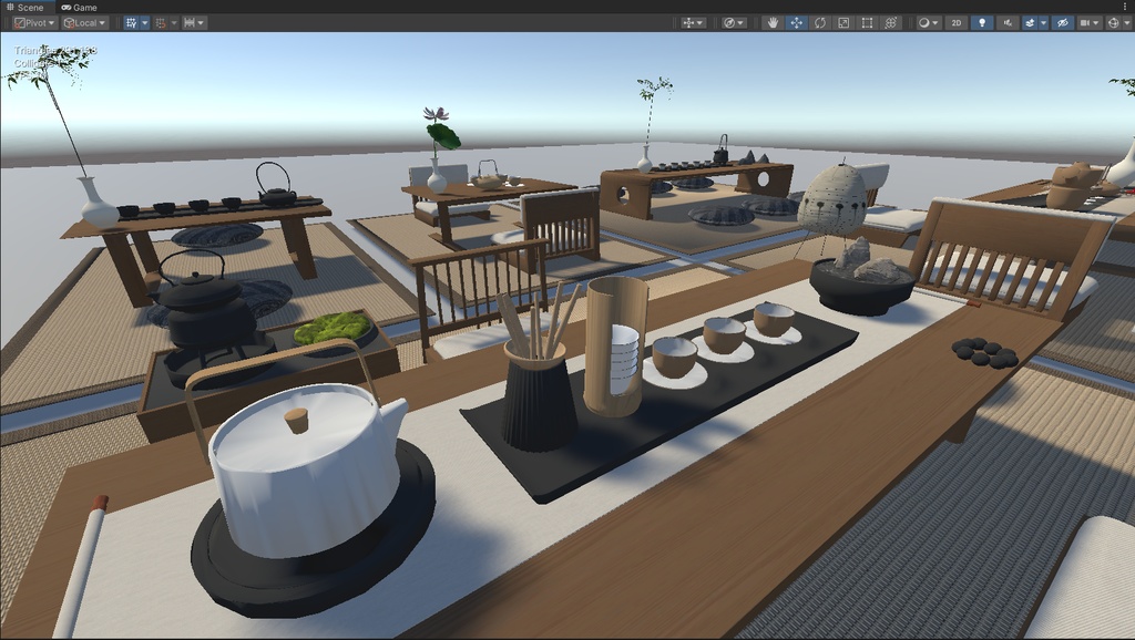 商用利用可・二次販売可 VRChat 和風茶室家具セット 畳・茶道具・ソースファイル付き