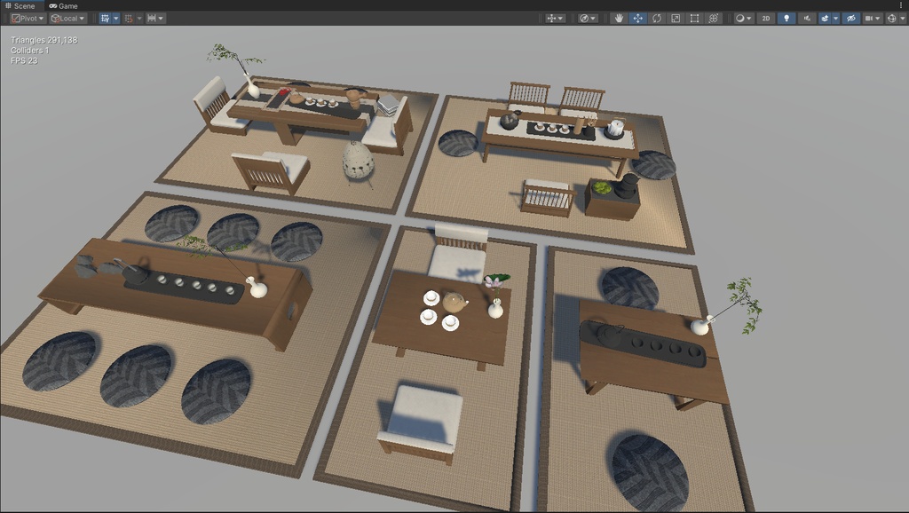 商用利用可・二次販売可 VRChat 和風茶室家具セット 畳・茶道具・ソースファイル付き