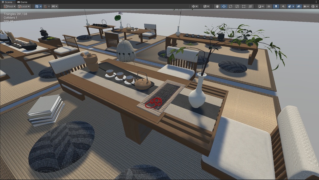 商用利用可・二次販売可 VRChat 和風茶室家具セット 畳・茶道具・ソースファイル付き