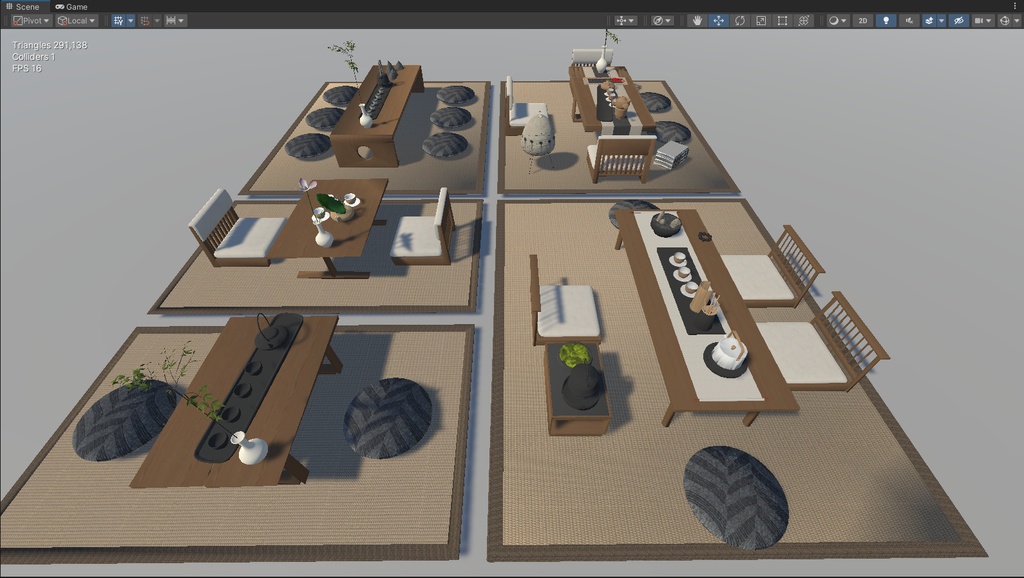 商用利用可・二次販売可 VRChat 和風茶室家具セット 畳・茶道具・ソースファイル付き