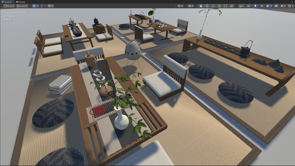 商用利用可・二次販売可 VRChat 和風茶室家具セット 畳・茶道具・ソースファイル付き