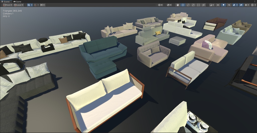 VRChat モダンソファ家具セット 多種スタイル・ソースファイル付き