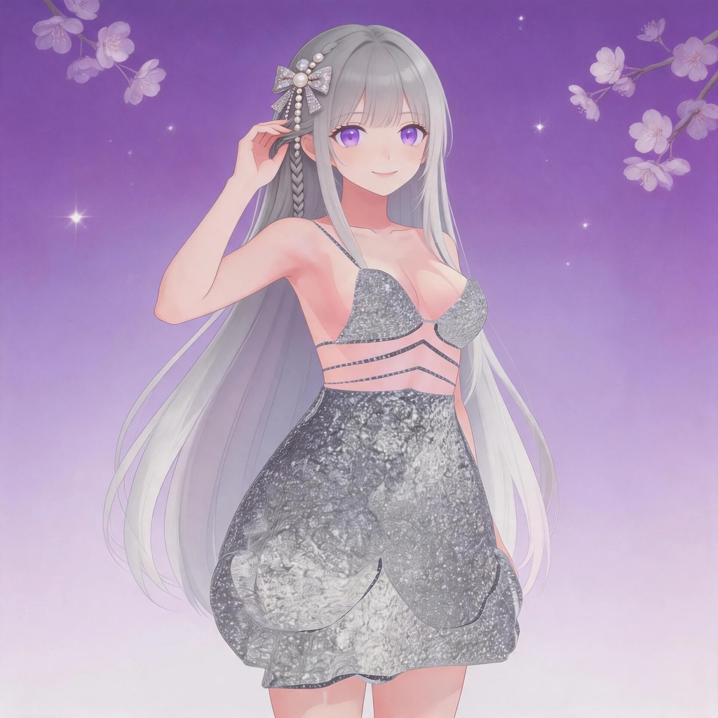 28アバター対応|シルバースリップドレス|MA対応・PhysBone設定済み