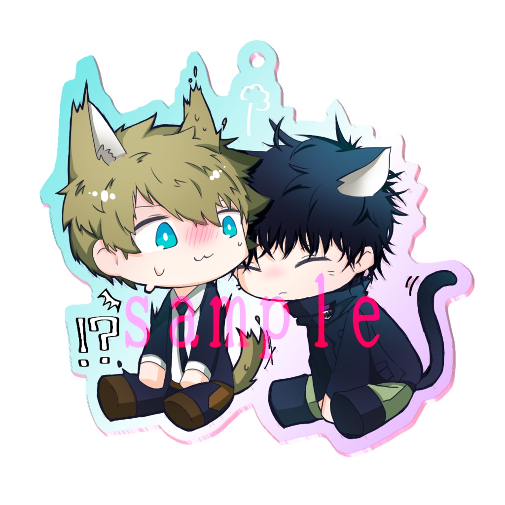 ちっこいわんにゃん犬影オーロラアクリルキーホルダー