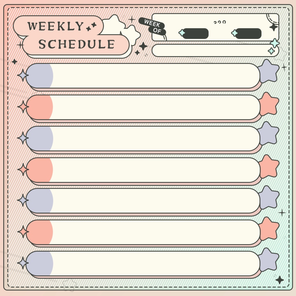 【全6色】週間予定表【Xメディア欄対応サイズ】