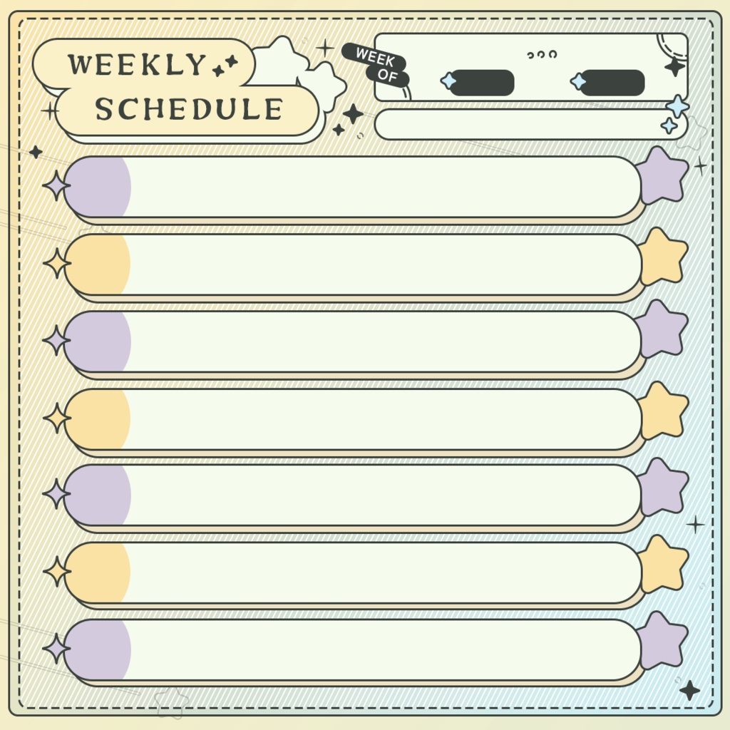 【全6色】週間予定表【Xメディア欄対応サイズ】