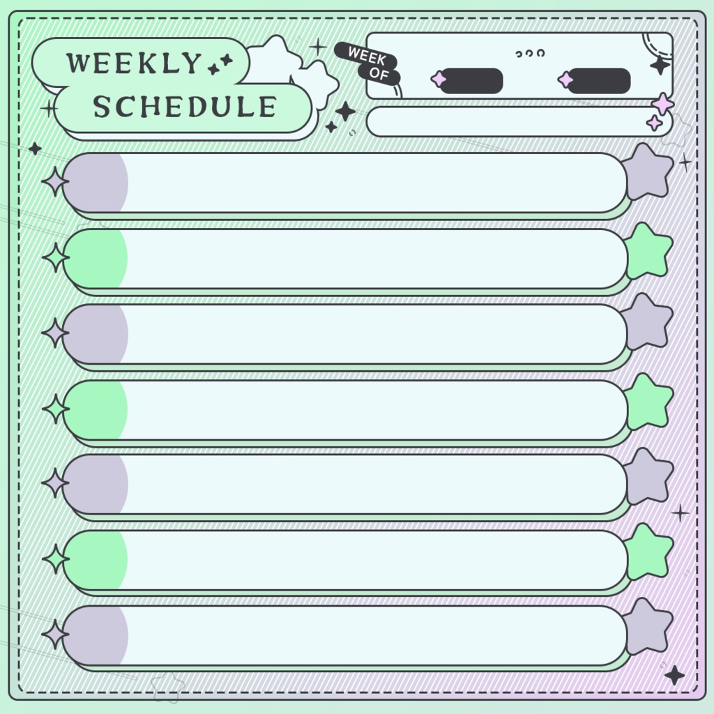 【全6色】週間予定表【Xメディア欄対応サイズ】