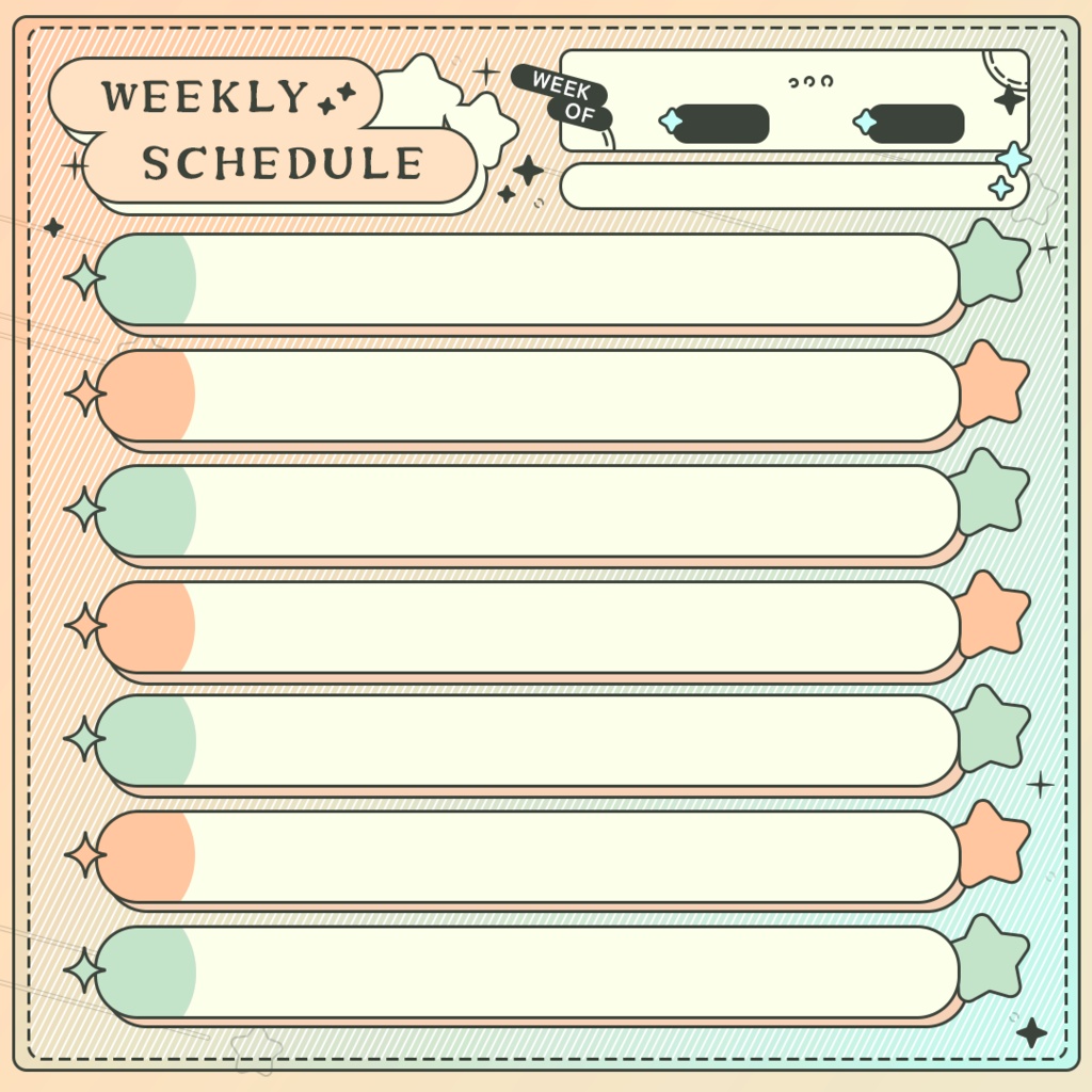 【全6色】週間予定表【Xメディア欄対応サイズ】