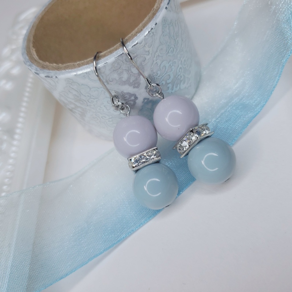 【推し活】くすみブルー×パープルの耳飾り