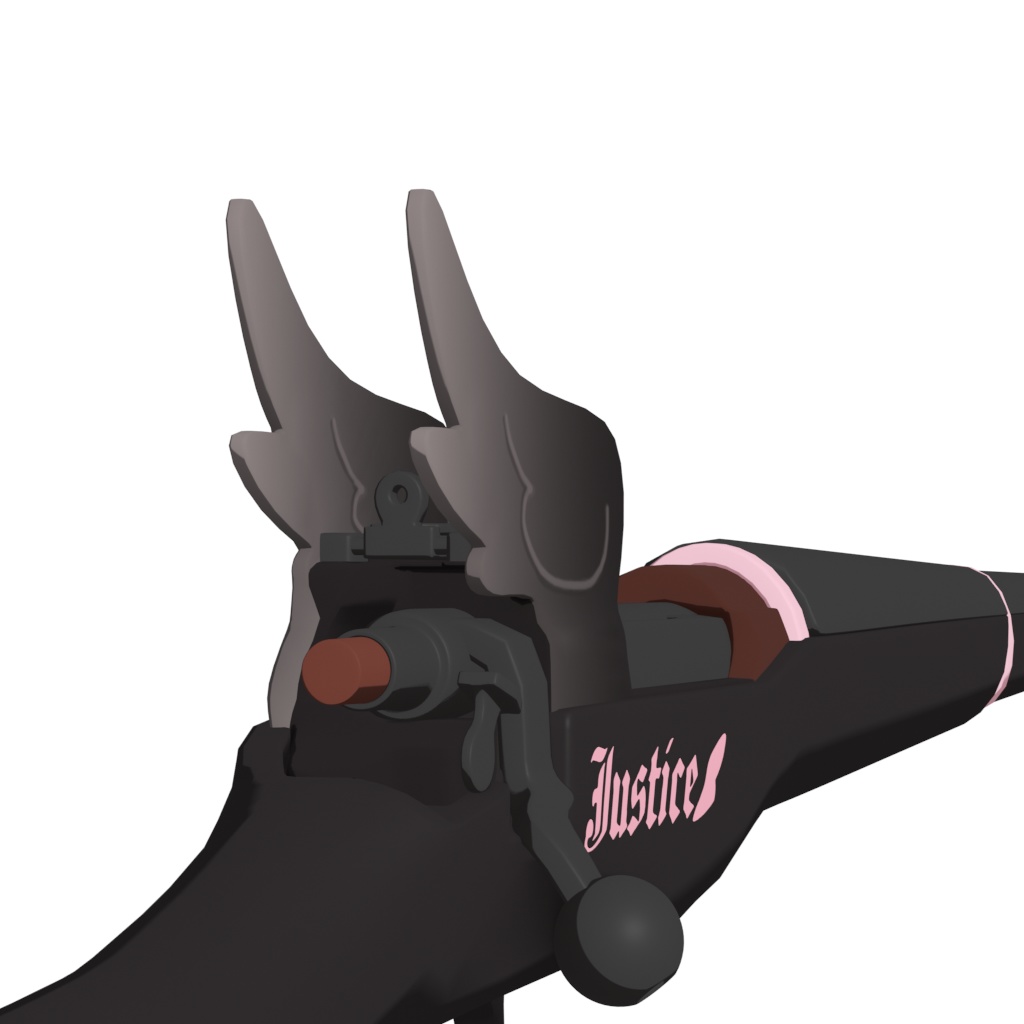 ブルアカ コハル 固有武器「ジャスティスブラック」3dモデル(.UnityPackage .blend)