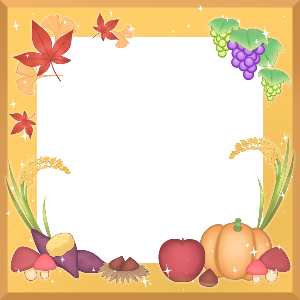 【実りの秋🍁】秋の食材フレーム| Autumn Food Frame【VTuber Asset】