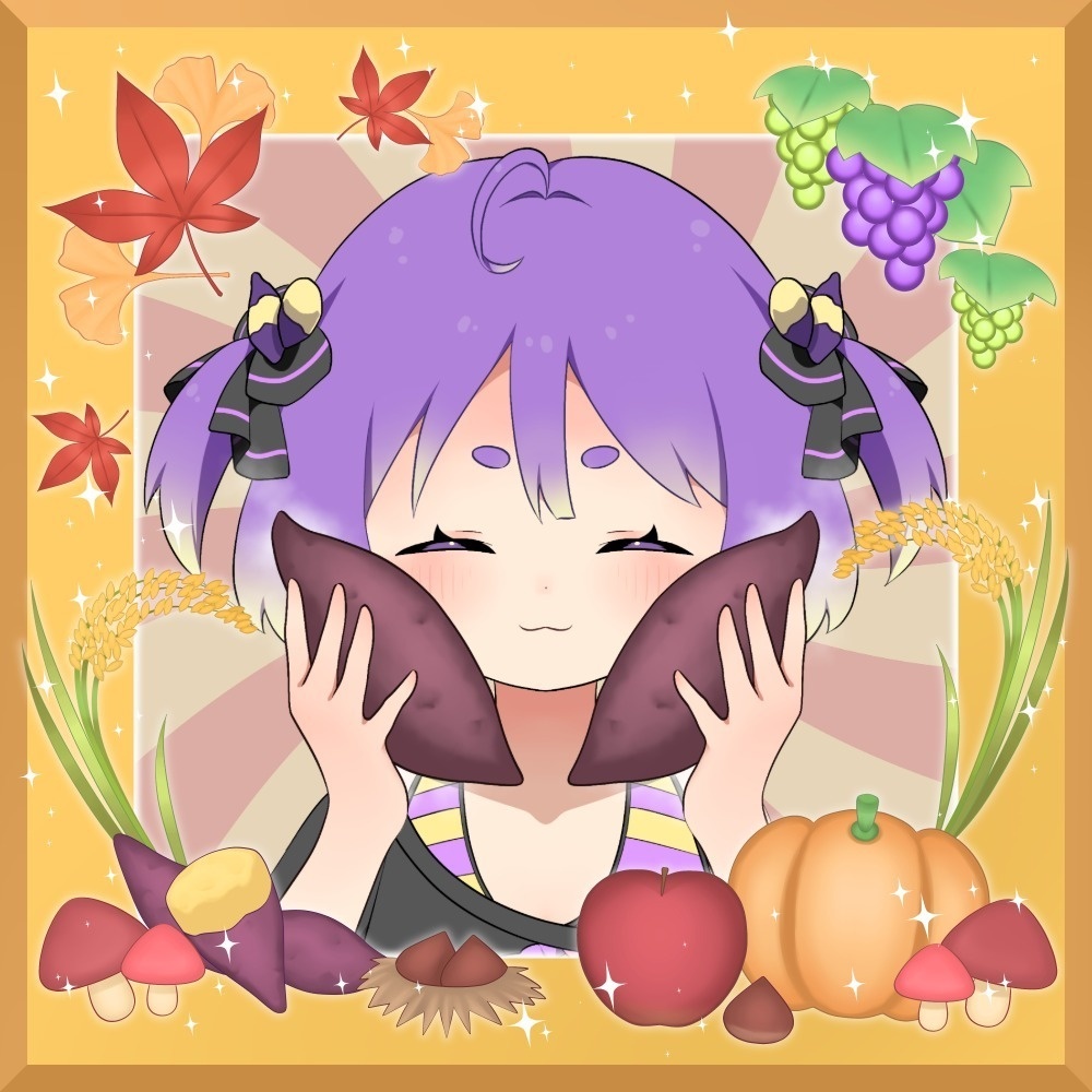 【実りの秋🍁】秋の食材フレーム| Autumn Food Frame【VTuber Asset】