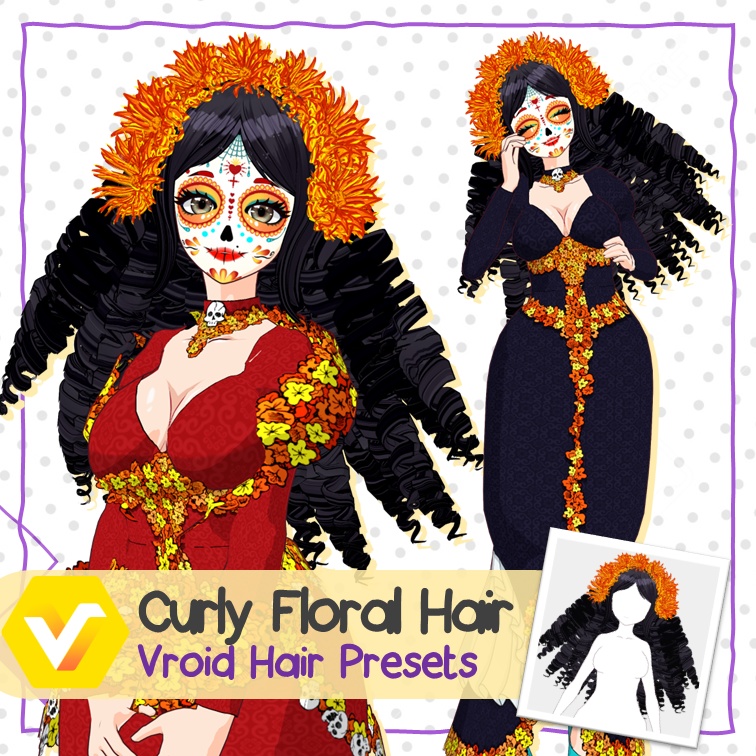 【VROID: Hair】Curly Floral Hair