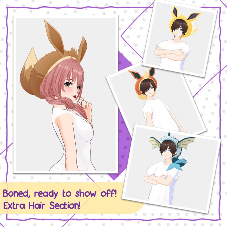 【VROID: Hair】Eeveelutions Berets