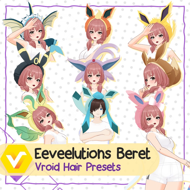 【VROID: Hair】Eeveelutions Berets