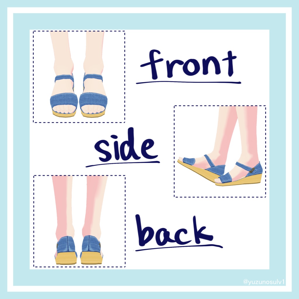 【VRoid】デニム生地サンダル【全4種】