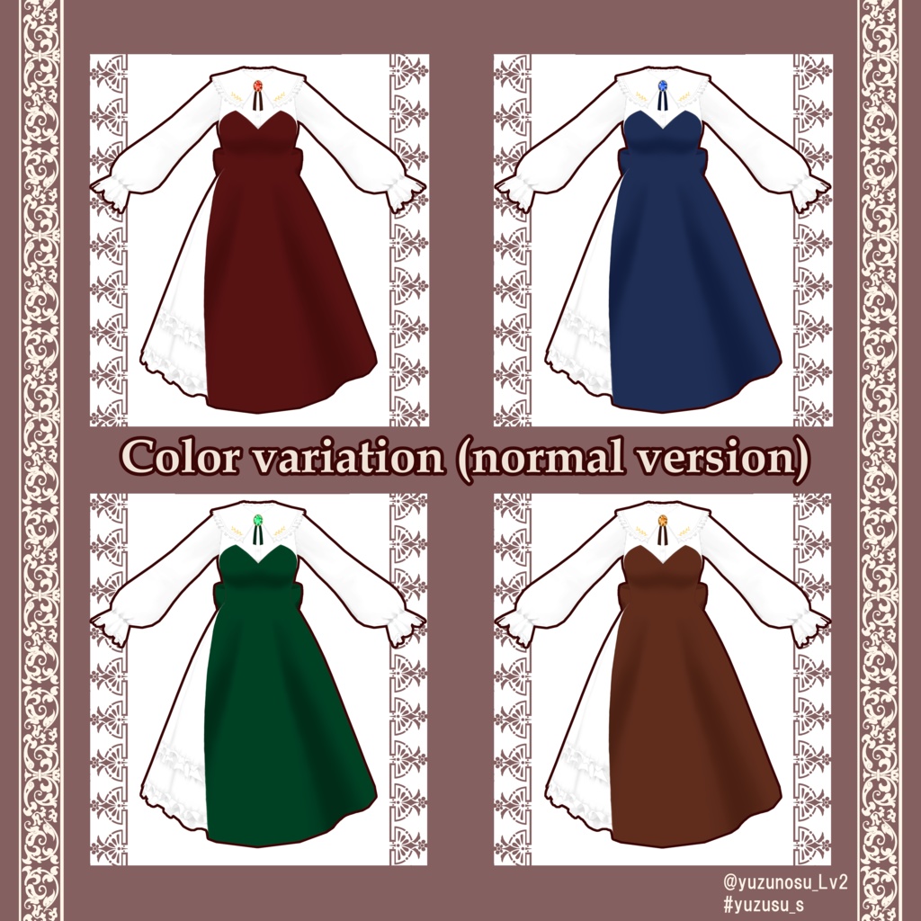 【VRoid】フリルブラウスワンピース*frilly blouse dress【8colors】