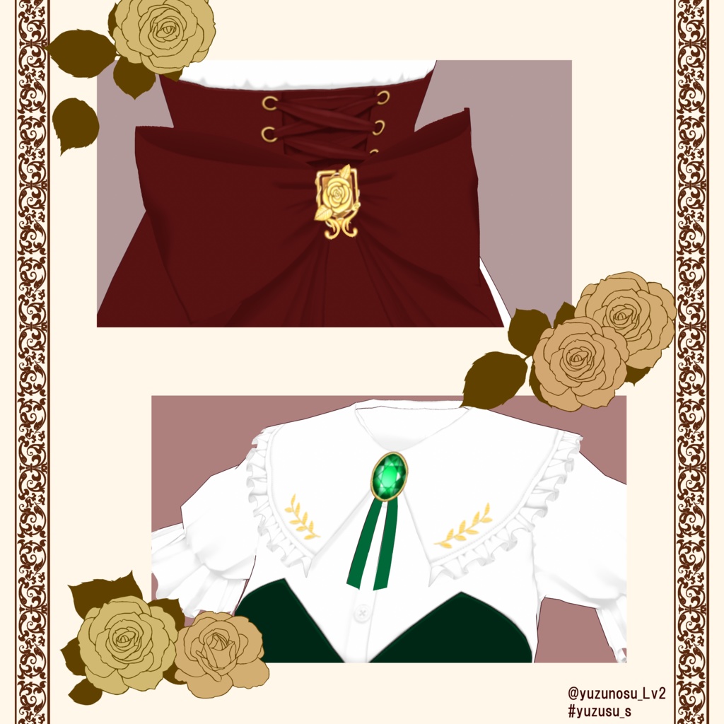 【VRoid】フリルブラウスワンピース*frilly blouse dress【8colors】