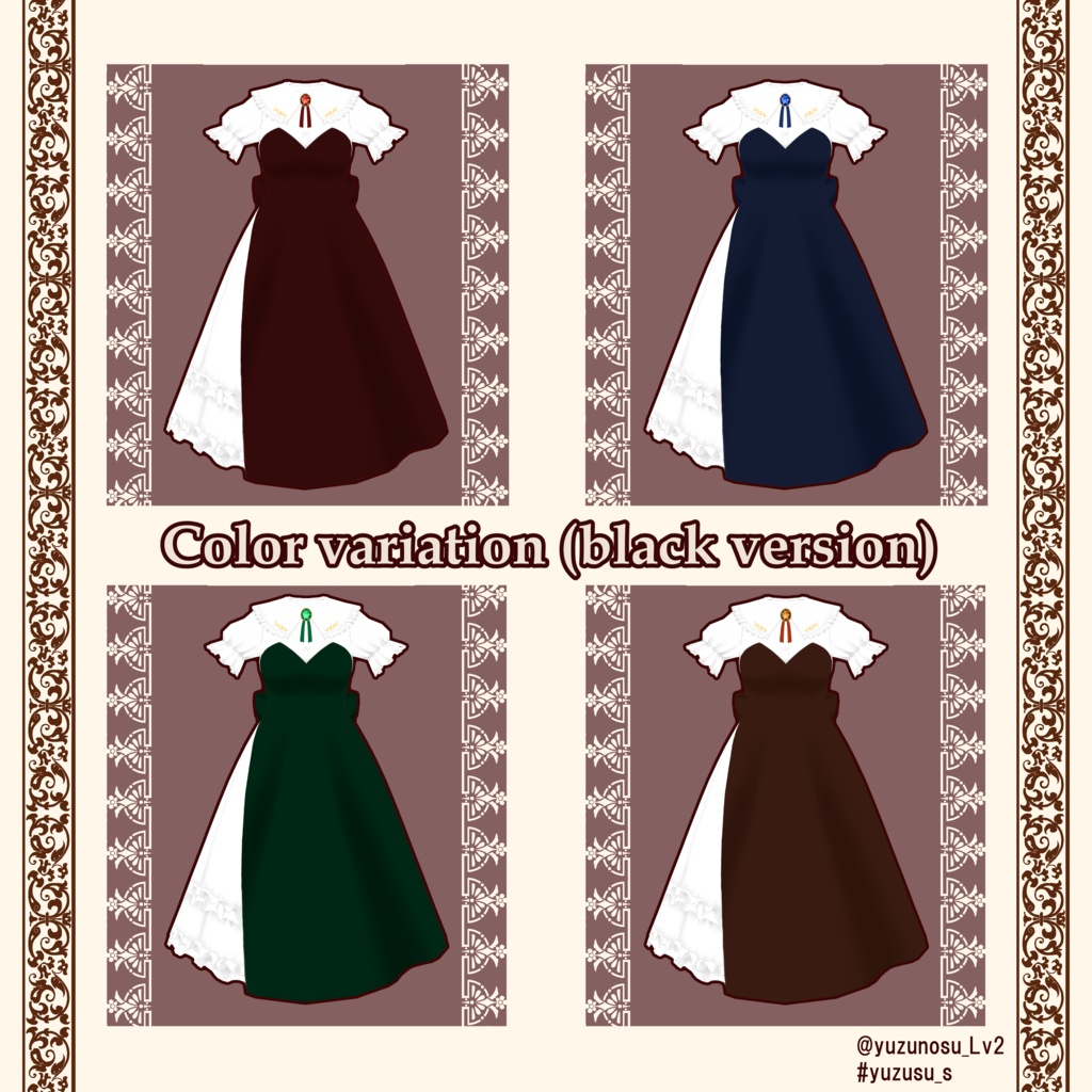 【VRoid】フリルブラウスワンピース*frilly blouse dress【8colors】