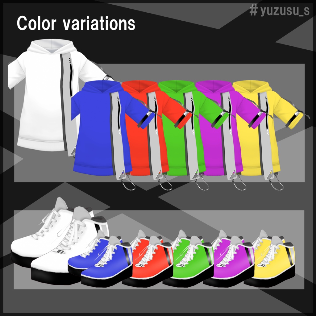 【VRoid】モノラインパーカーセット*Monochrome line hoodie set【6colors】