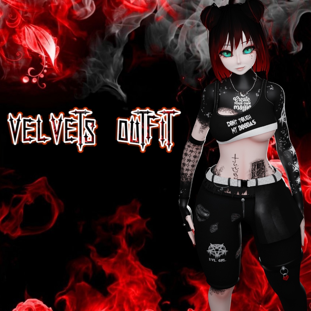 Velvet Gothic Girl Full Outfit VRChat