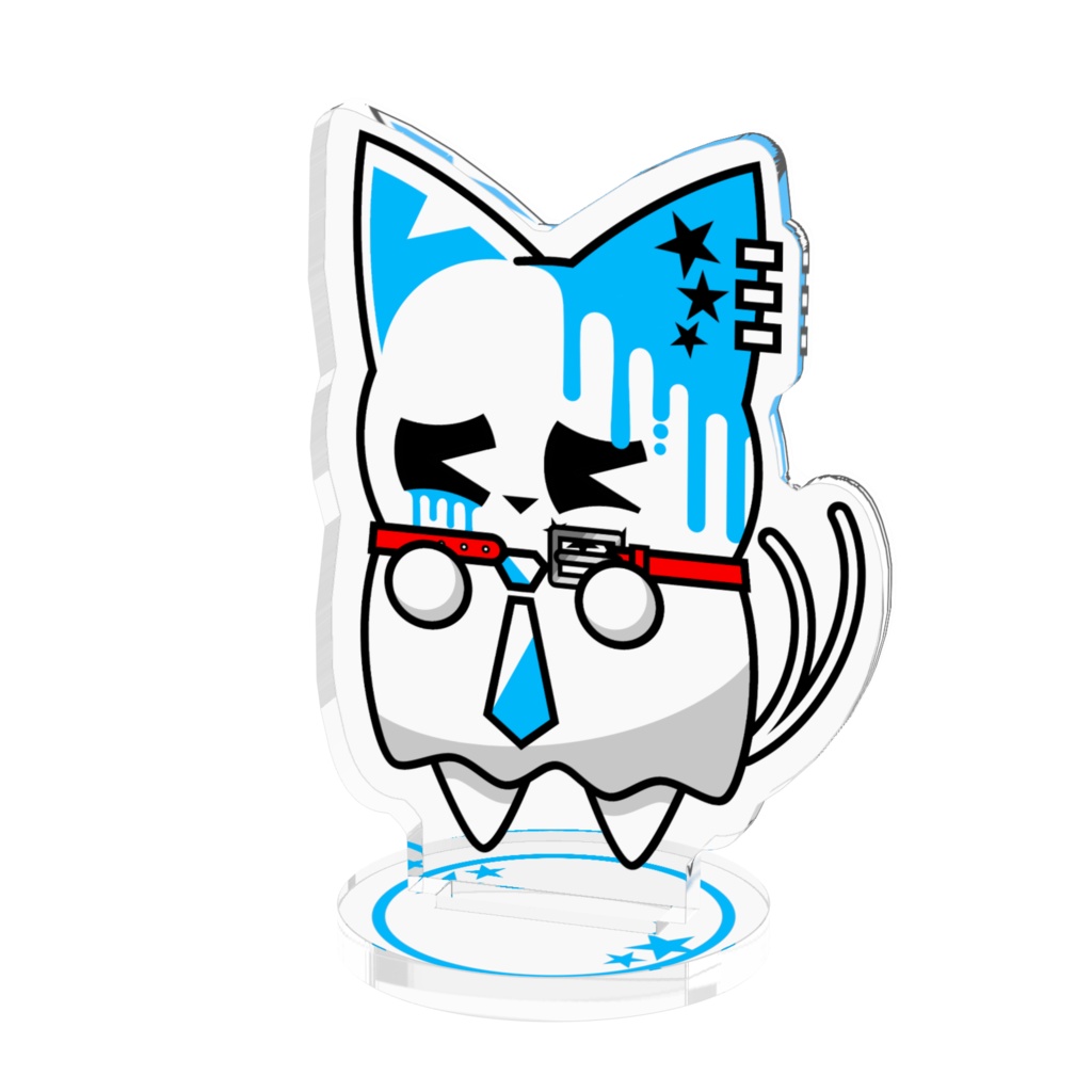 【期間限定】デビュー記念🐾💫アクリルフィギュア「首周りが太くて首輪が届かない銀猫」