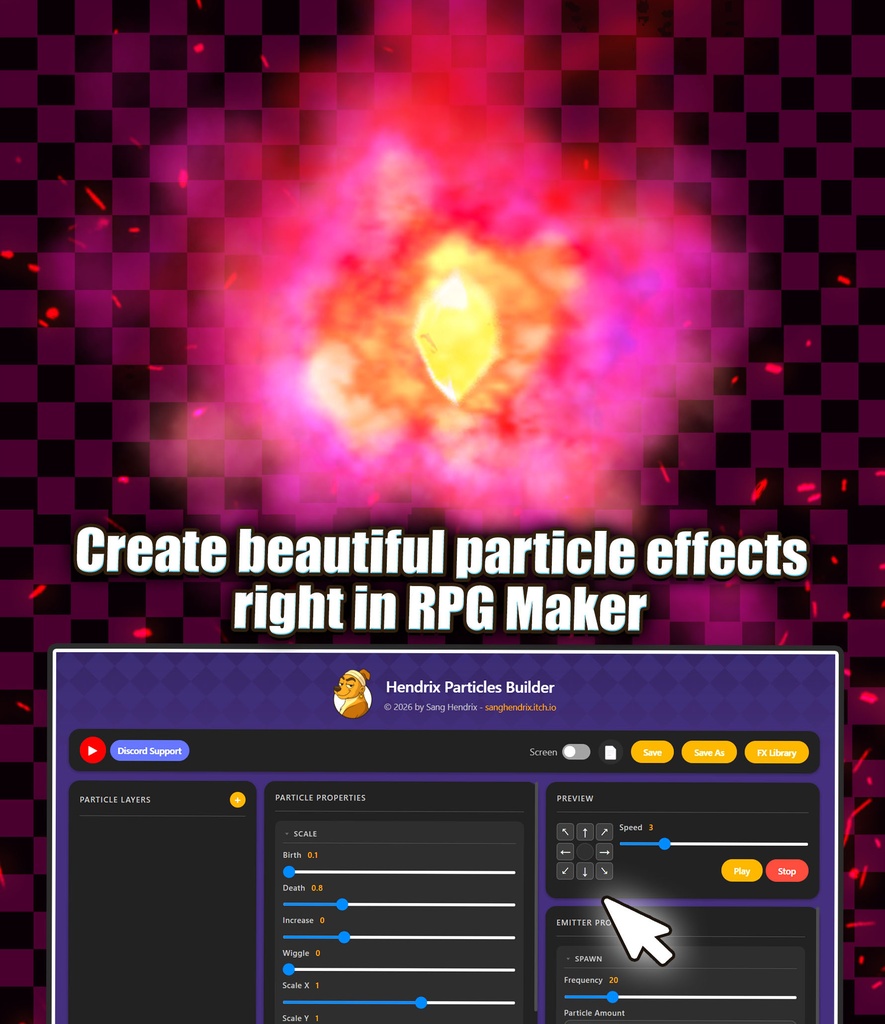 「Hendrix Particles Builder」 (RPGツクールMZ)