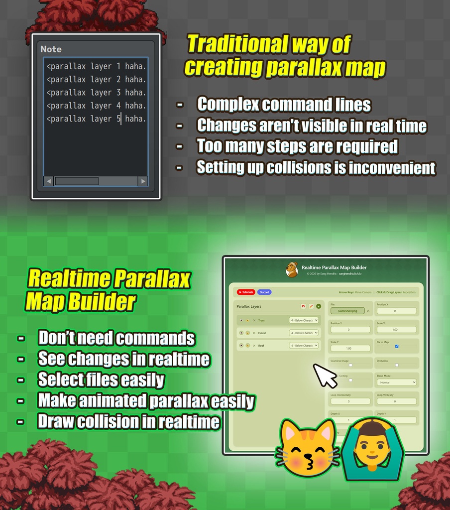 「Hendrix Realtime Parallax Map Builder」 (RPGツクールMZ)