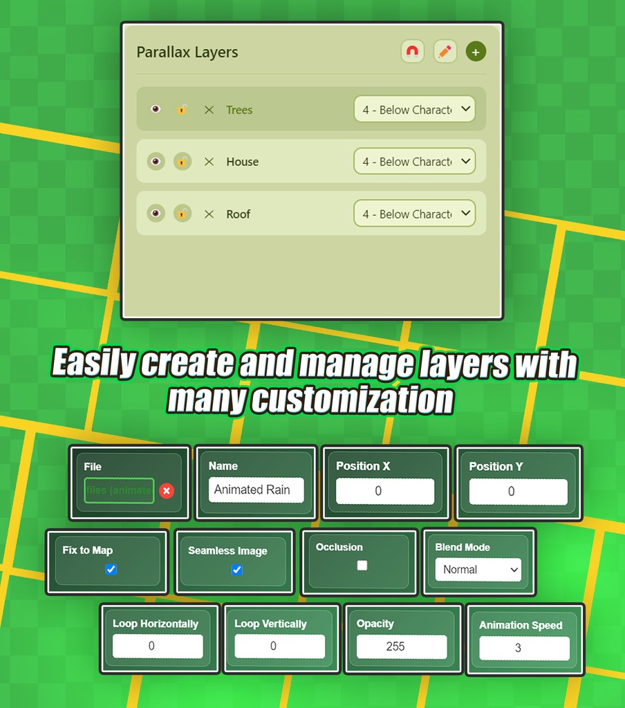 「Hendrix Realtime Parallax Map Builder」 (RPGツクールMZ)