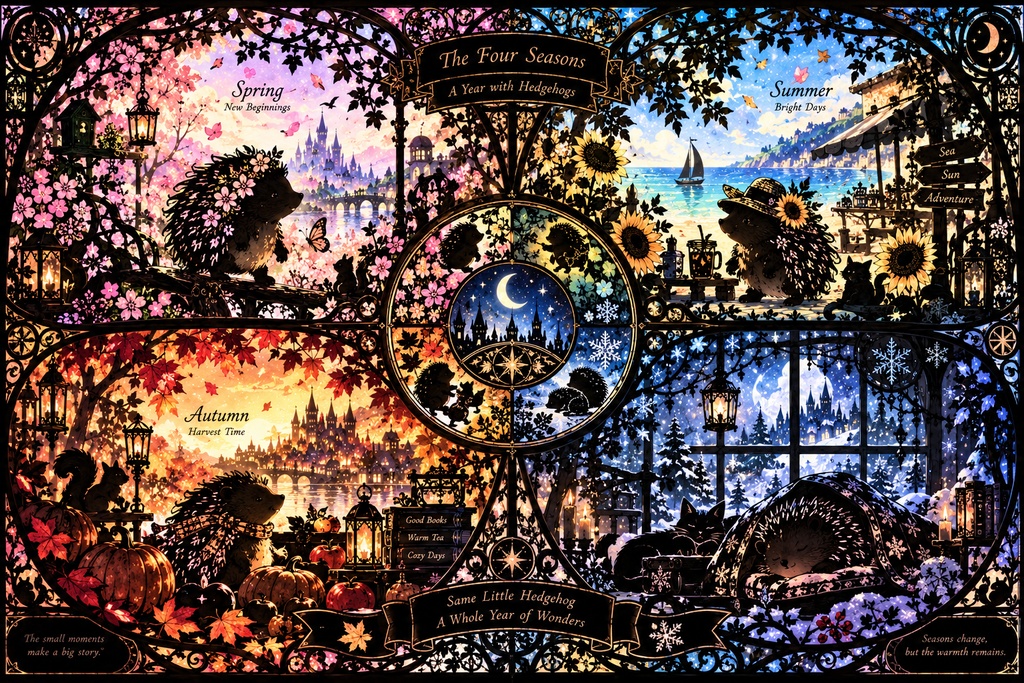 ハリネズミと四季の物語窓