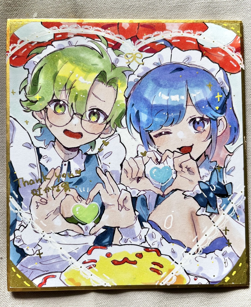 【創作】直筆ミニ色紙　メイド