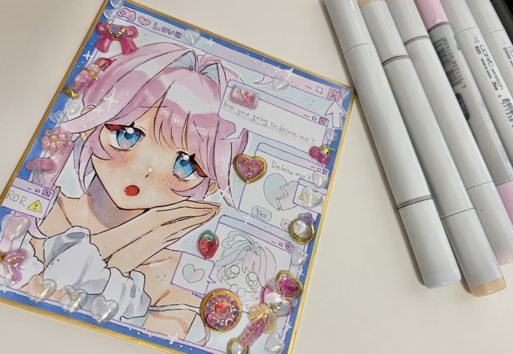 【手描き色紙】オリジナル 愛
