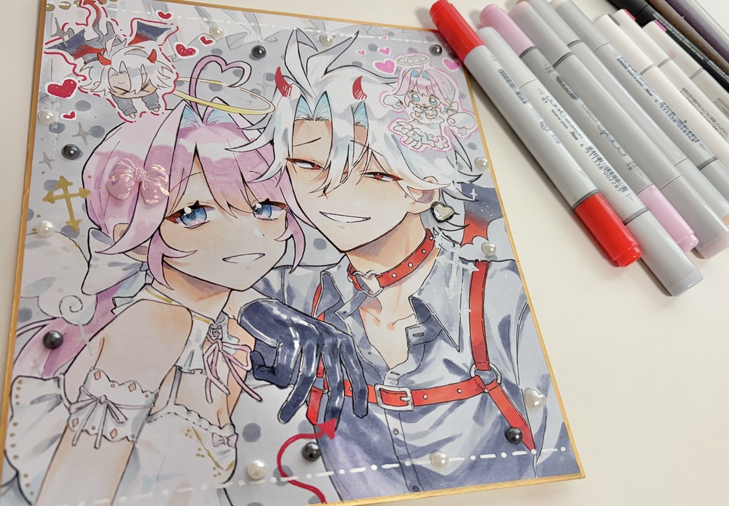 【手描き色紙】愛&狂太 中サイズ