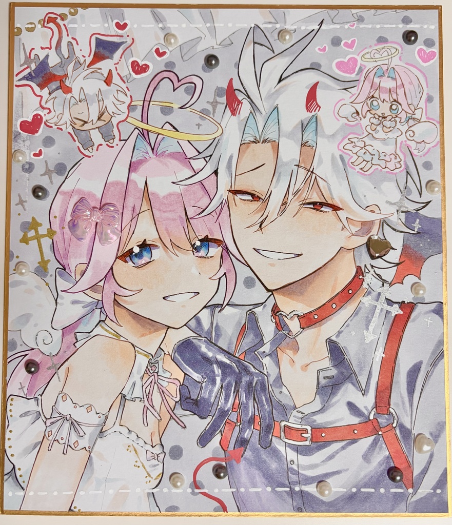 【手描き色紙】愛&狂太　中サイズ