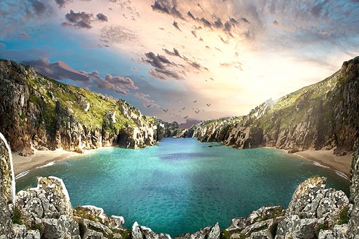 イラスト背景素材4K 01 差分(朝、昼、夕方、夜)