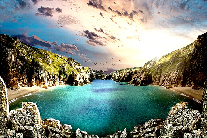 イラスト背景素材4K 01 差分(朝、昼、夕方、夜)