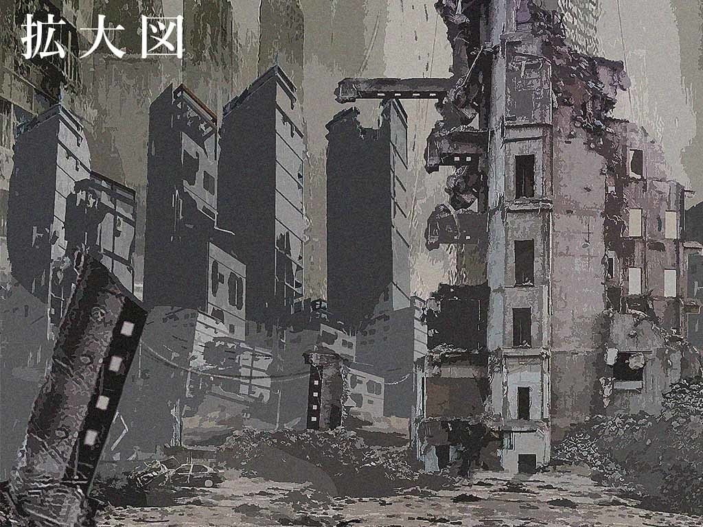 背景素材 廃屋の塔