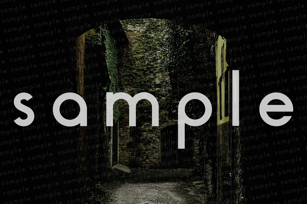 イラスト素材 小路 (朝昼夜)