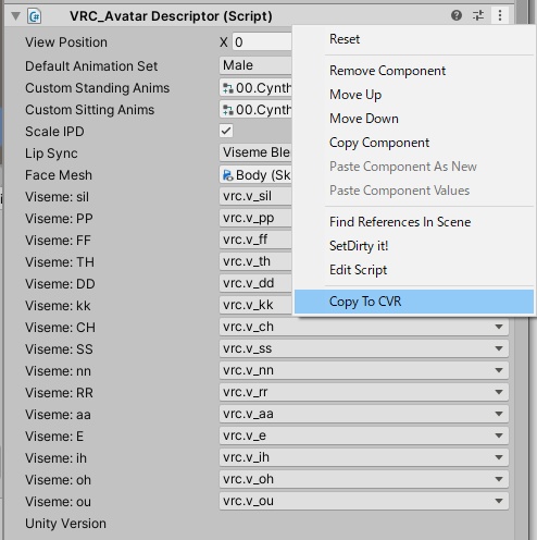 VRC2CVR-YA : VRChat→ChilloutVR アバター変換