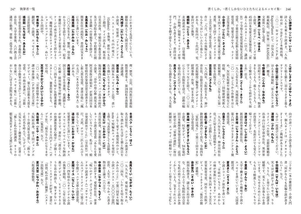 書くしか。書くしかないひとたちによるエッセイ集