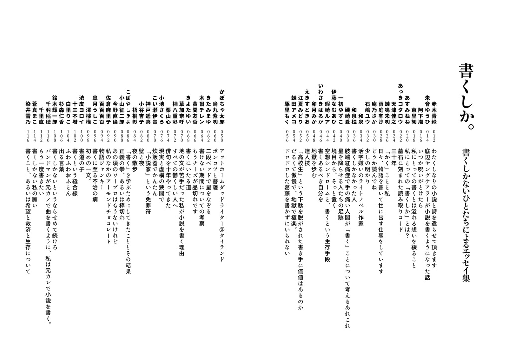 書くしか。書くしかないひとたちによるエッセイ集