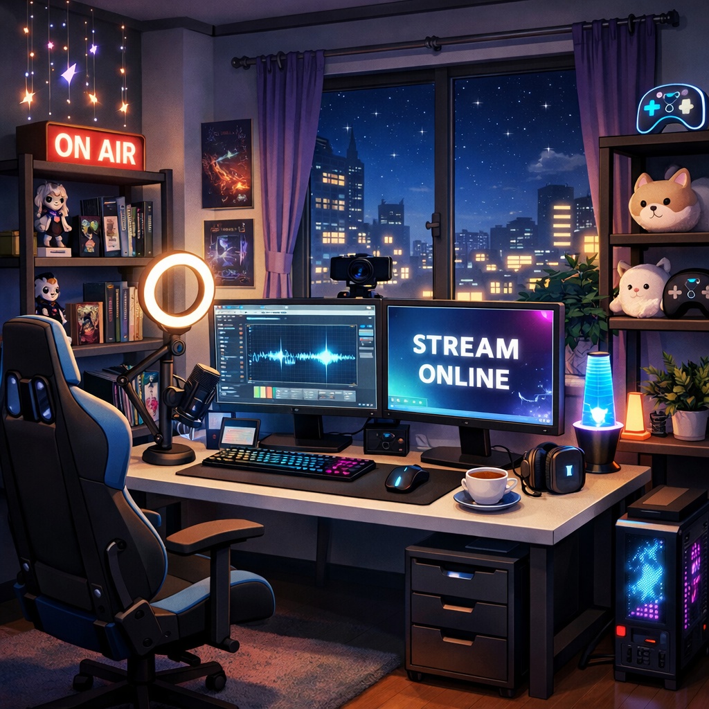 【VTuber配信背景】配信部屋背景素材24種｜OBS・雑談・ゲーム配信対応(VTuber Streaming Room Background Pack (24 Variations))