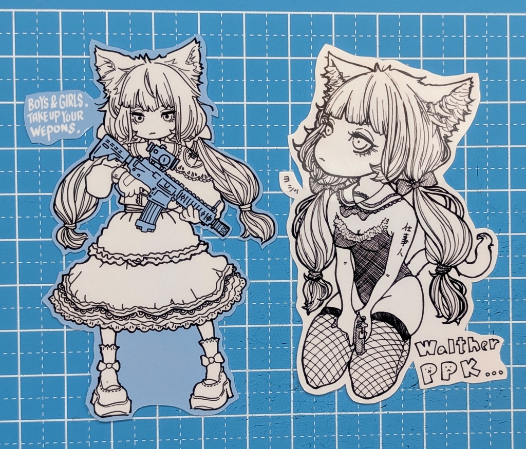 オリジナルキャラクター　自宅警備猫　耐水&耐光ステッカー