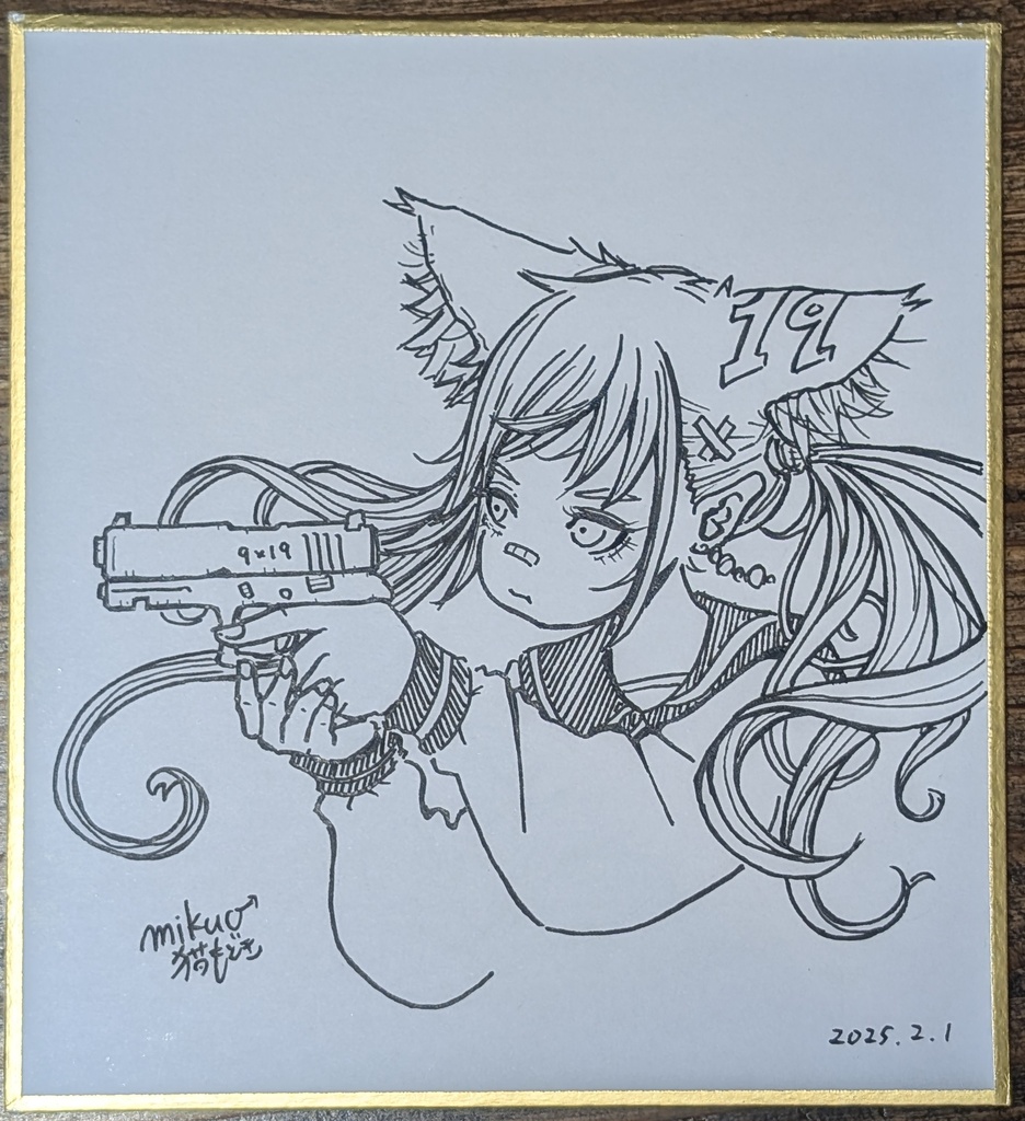 ミニ色紙　アイソセレススタンス猫